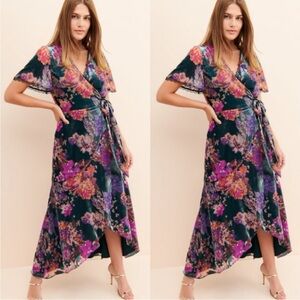 BHLDN Multicolor Floral High Low Dress